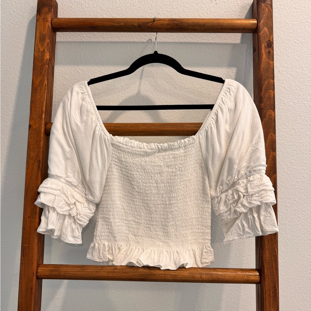 White Ruffle Blouse - Picture 2 of 2